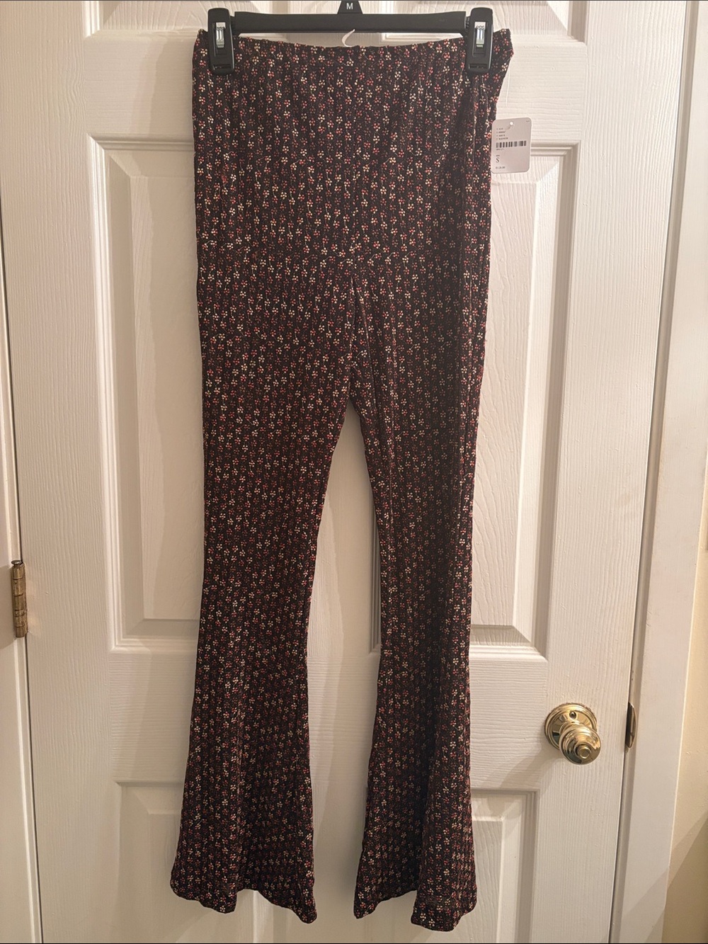 Free People Black Floral Boot Cut Pants